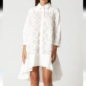 Garcia NWT Eyelet HiLow Shirt Dress In White Size Large